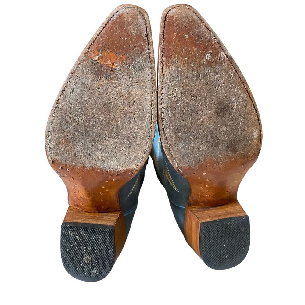 Planet Cowboy Steel Your Blues Suede Western Boots Womens 7 USA Snip Toe - Picture 9 of 12